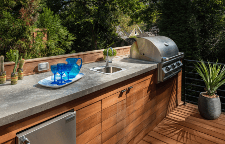 custom patio with kitchen and grill