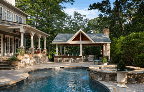 custom pool with outdoor patio