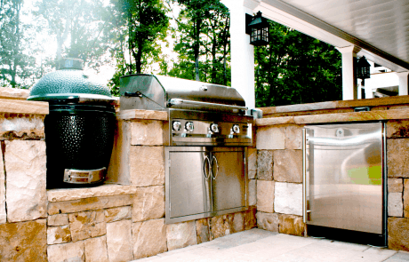 outdoor grill and kitchen area