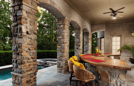 patio with bar and pool