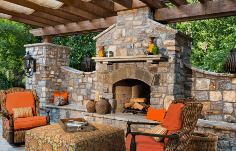 patio wooden fireplace