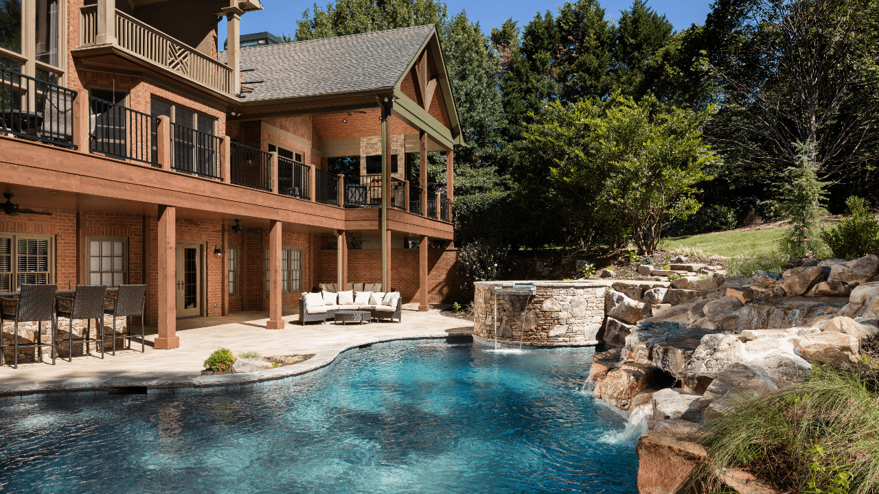 custom pool with waterfall