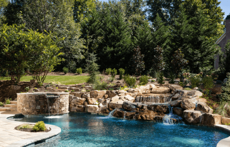 custom pool with waterfalls