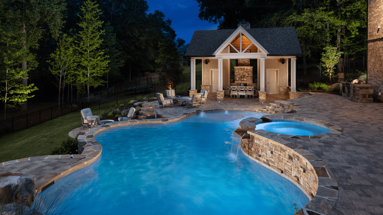 custom pool with waterfall