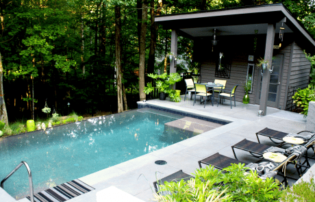 patio with infinity pool