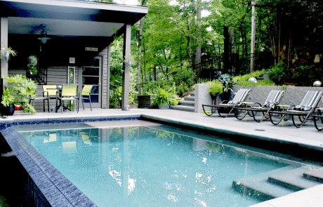 patio with infinity pool