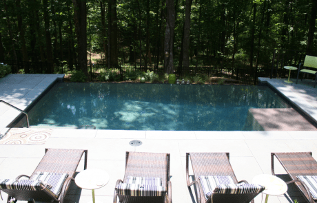 outdoor patio with custom pool