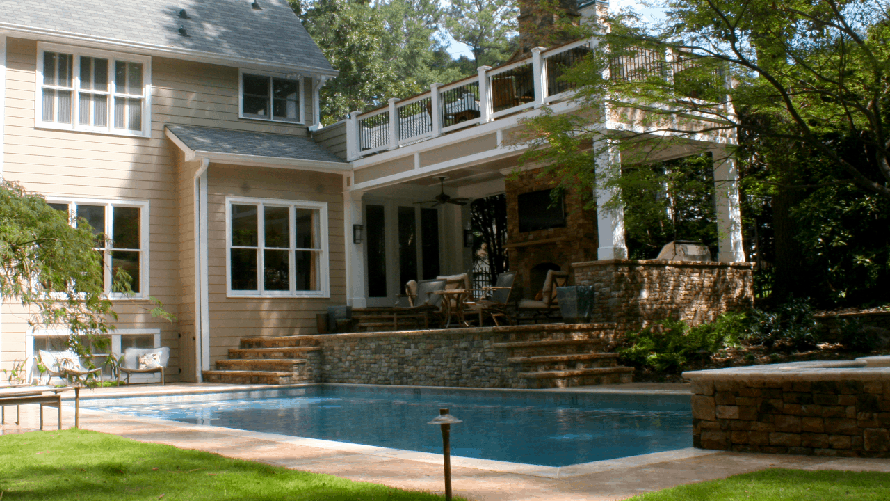 Custom Outdoor Living Space Outdoor Living Space with pool