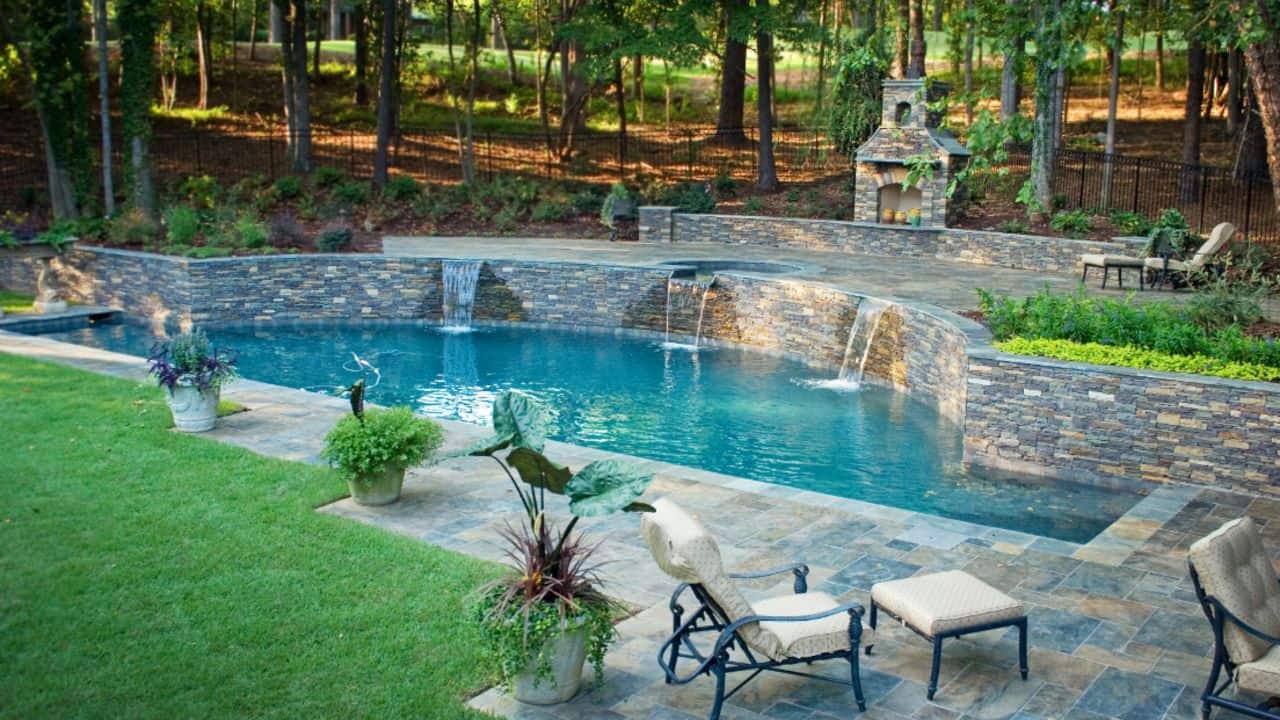 Custom Pool with Waterfalls Custom Pool with Waterfalls