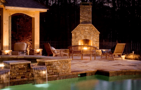 Custom Outdoor Living with Pool & Fireplace