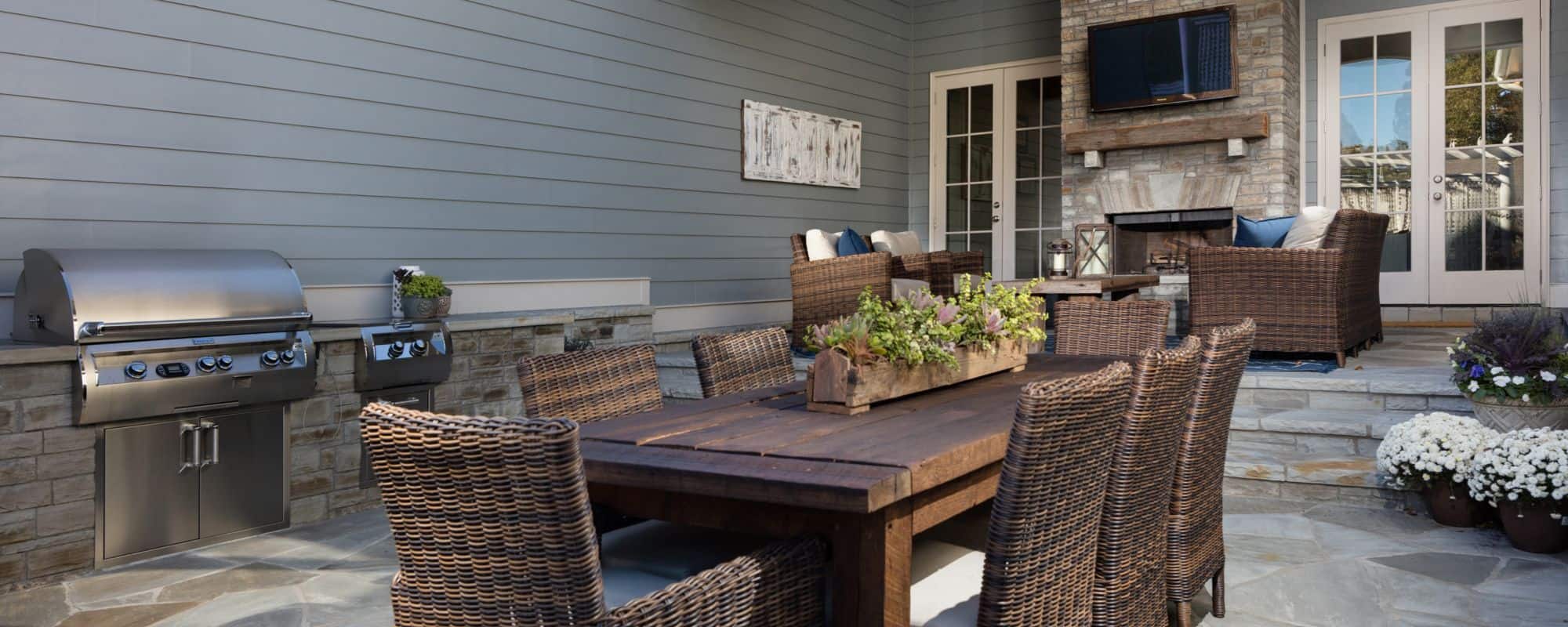 Custom Outdoor Kitchen with Fireplace