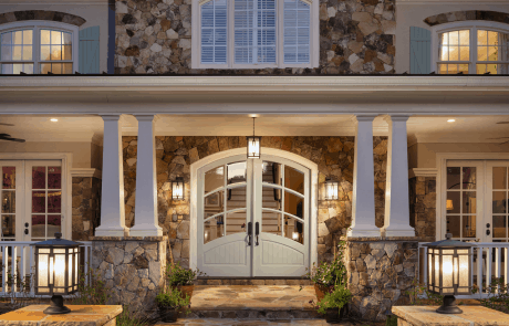 home with well lit porch