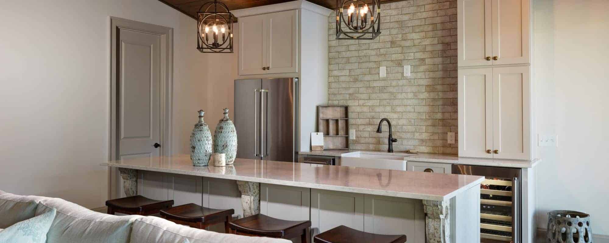 White Kitchen Design with white marble countertops