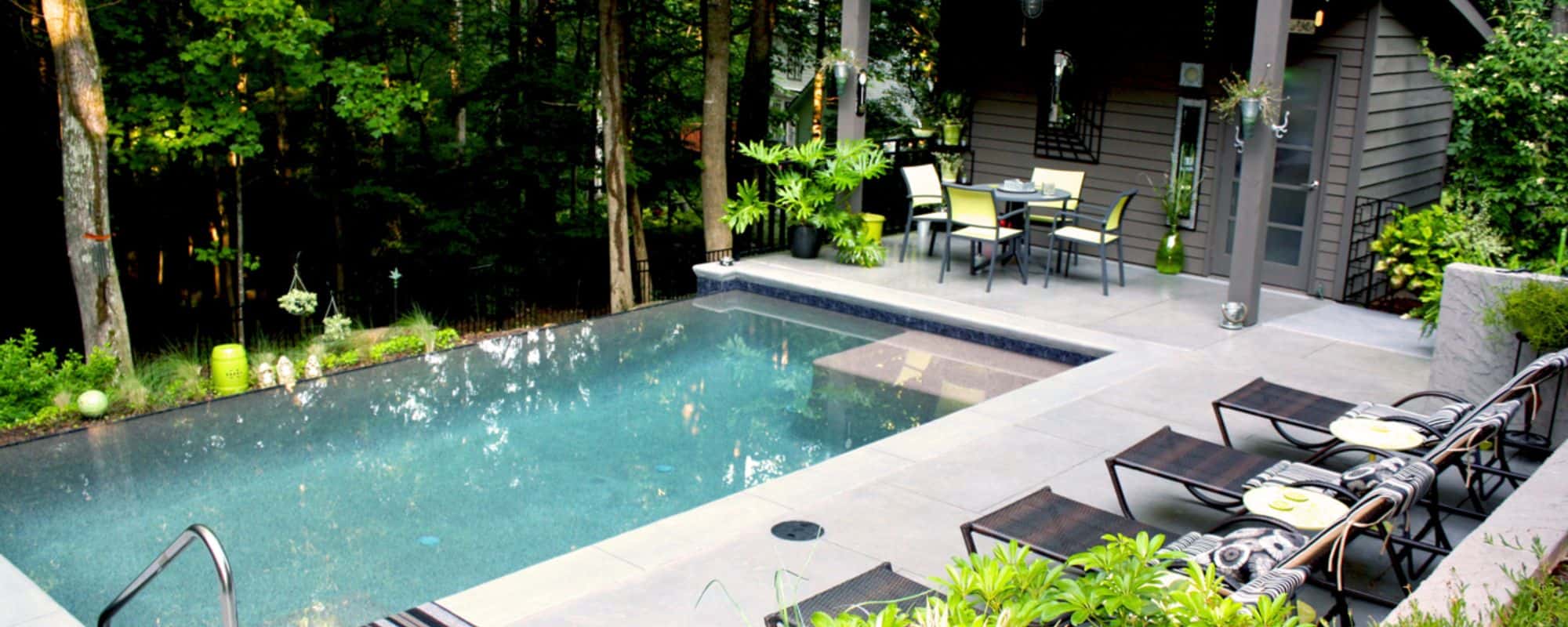 Contemporary Infinity Edge Plunge Pool + Cabana In Lawrenceville, GA
