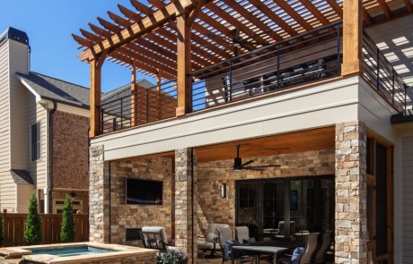 renovated patio with pool and jacuzzi
