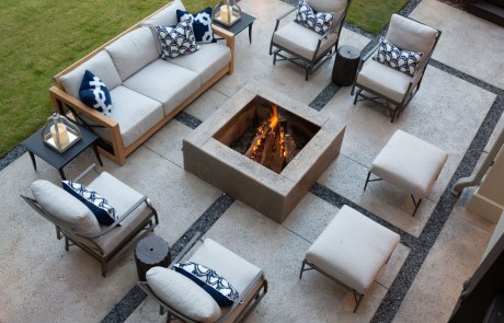 patio with wood fireplace