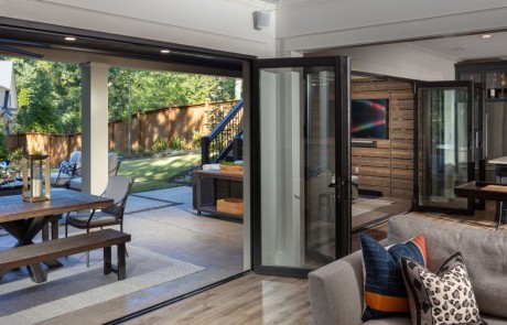 basement with remodeled patio