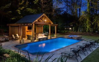 custom pool and fire pit