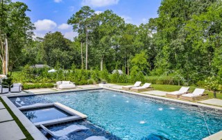 custom pool with in-water in-pool furniture